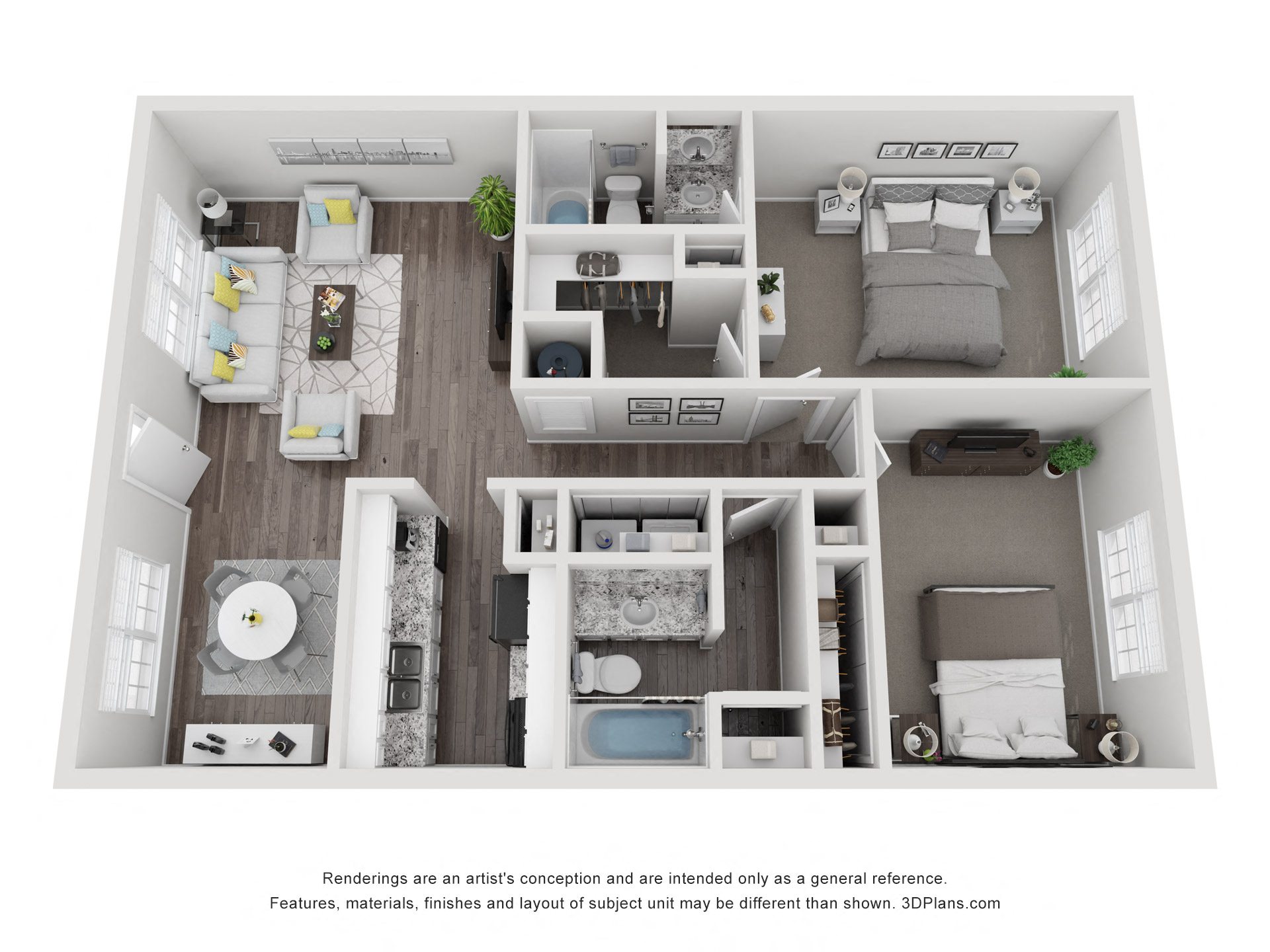 Floor plan layout diagram for 2x2 B TC 60 Select